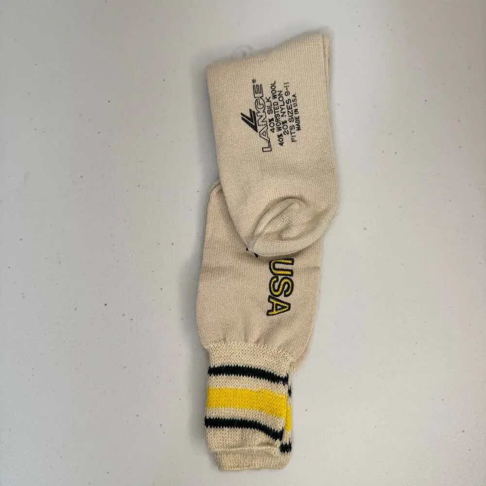 VTG Lange USA Super Silk Winter Ski Socks Silk/Wool Blend Fit Size 9-11 USA Made